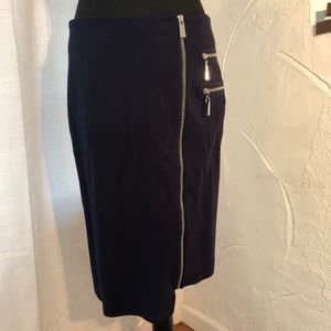 Vince Camino Navy Skirt with Zipper Details